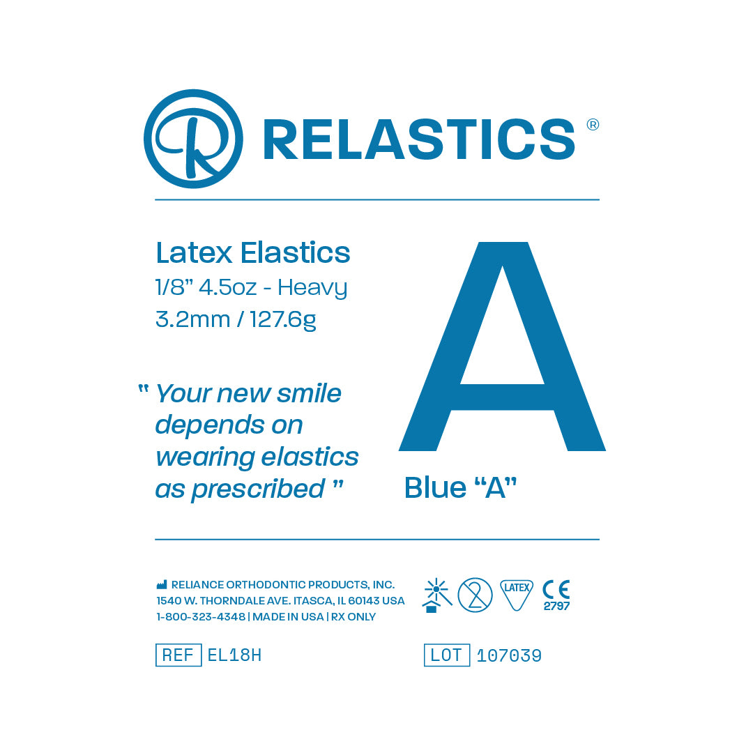 Patient Elastics Latex Relastics 1/8" / 3.2mm Heavy 4.5oz BLUE A