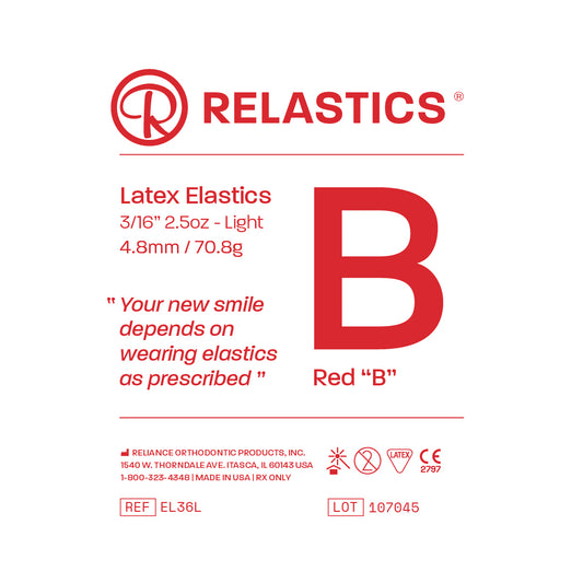 Patient Elastics Latex Relastics 3/16&quot; / 4.8mm  Light 2.5oz  RED B