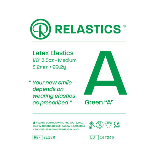 Patient Elastics Latex Relastics 1/8&quot; / 3.2mm  Medium 3.5oz  GREEN A