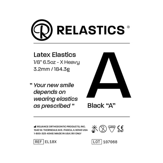 Patient Elastics Latex Relastics 1/8&quot; / 3.2mm  X-Heavy 6.5oz  BLACK A