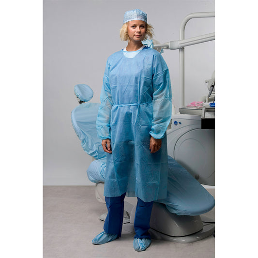 Surgical Gown with elastic wrist bands (Length: 120cm) Light Blue - One Size only