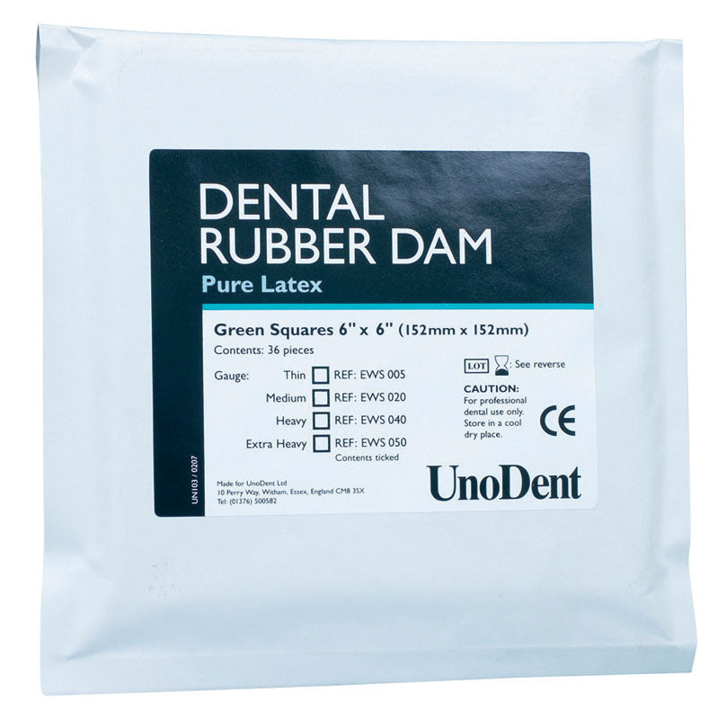Latex Rubber Dam Squares Thin - 6&quot; x 6&quot; (152 x 152mm)