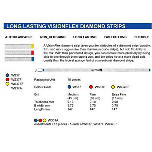 Vision Flex Diamond Strips 0.10mm Red WS37F