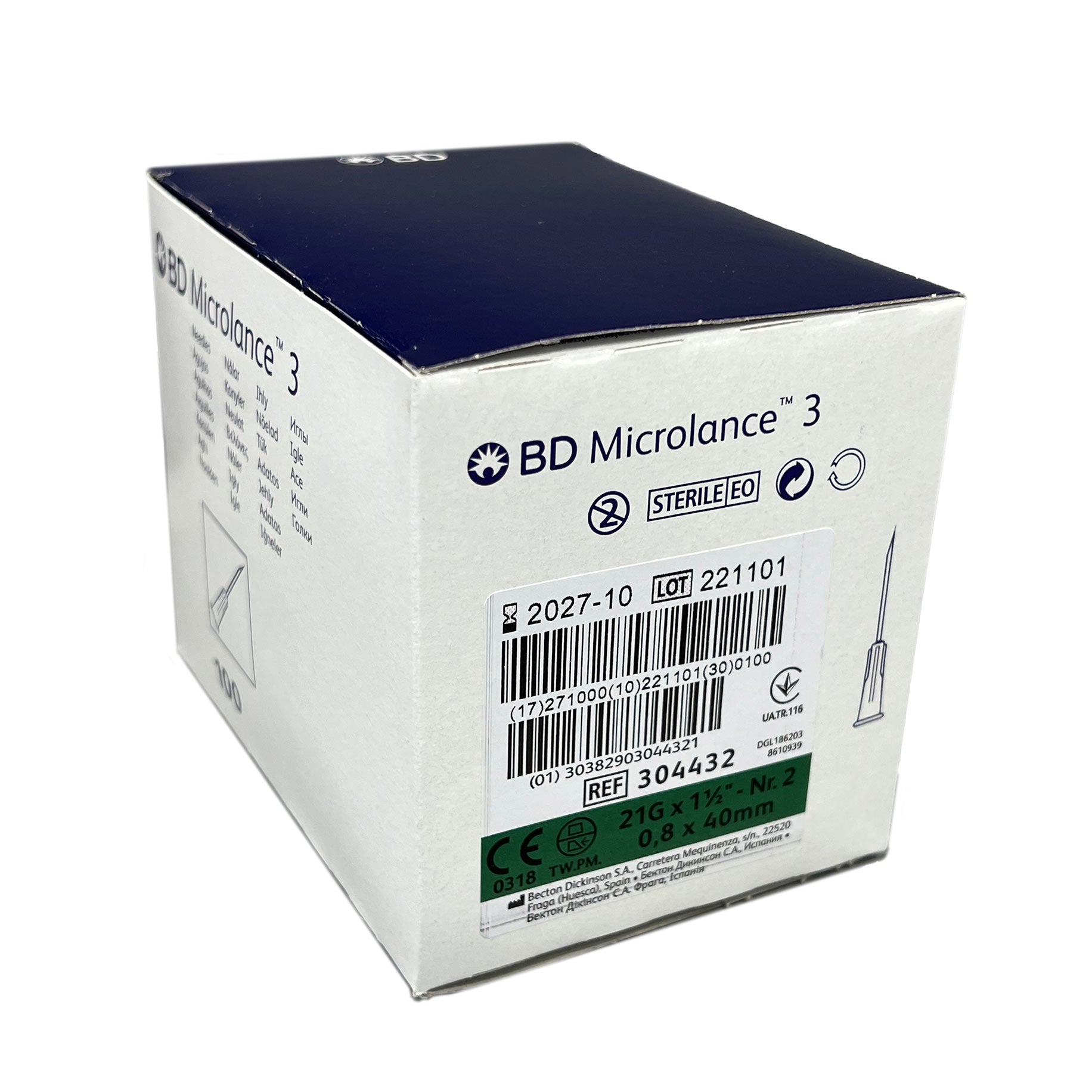 Microlance Hypodermic Needle 21g x 40mm Green